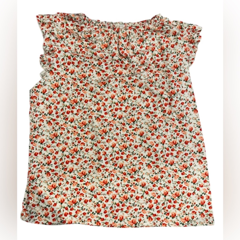 Acting Pro Floral Ruffle‎ Blouse - Red and White